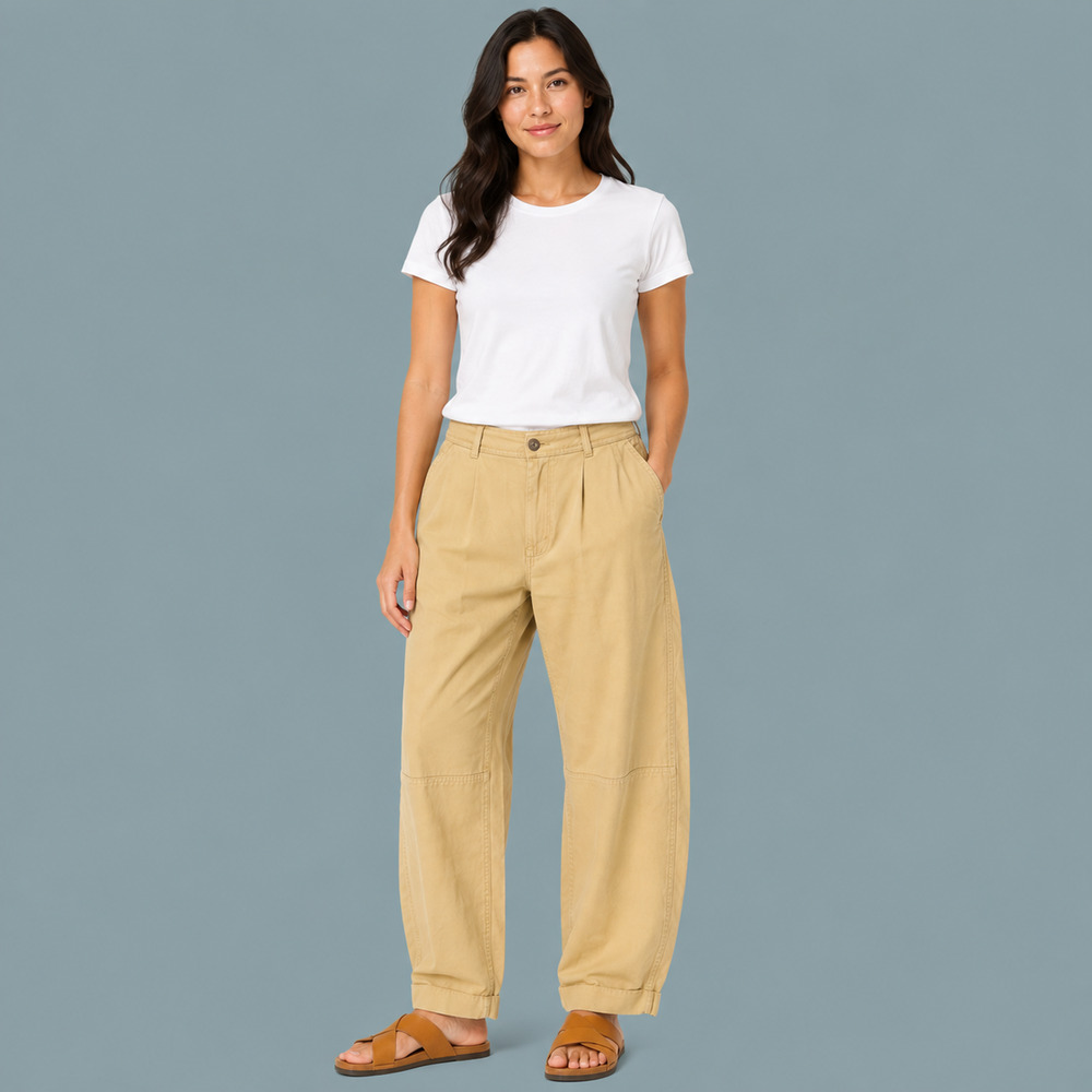 Everlane Size 6 Dark Khaki The Chino Buttersoft Barrel Button Zip Tencel Pants